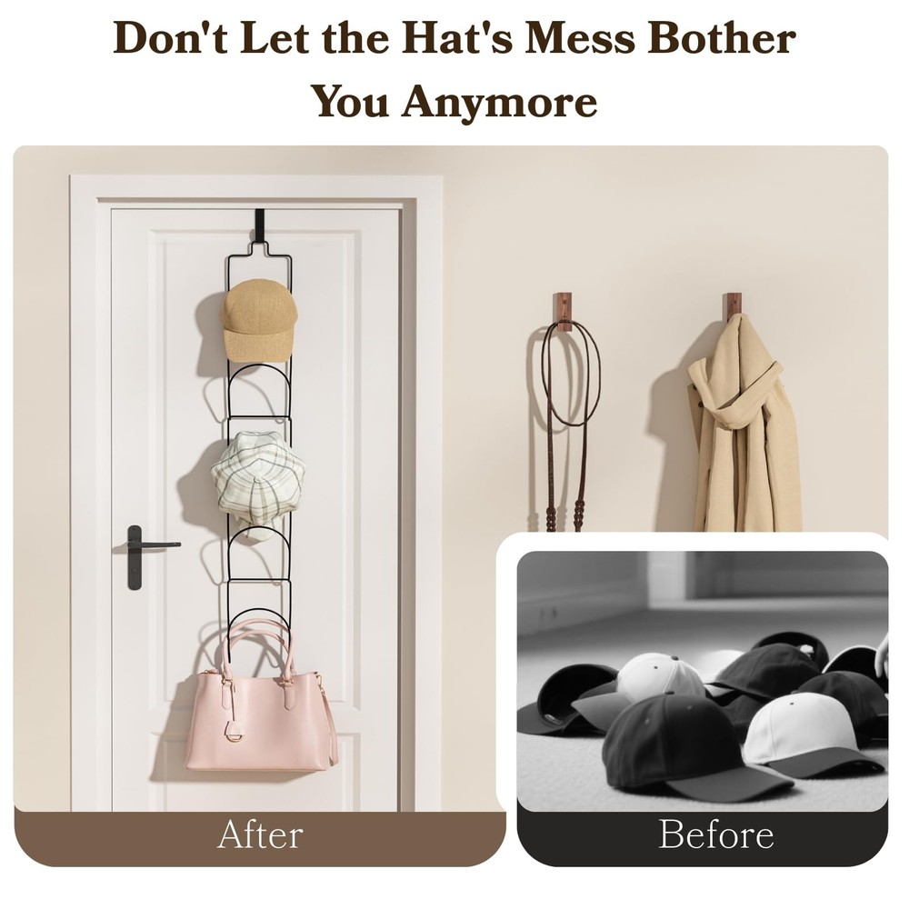 18 Pack Over The Door Hat Organizer for baseball caps | Multi-Functional Base...
