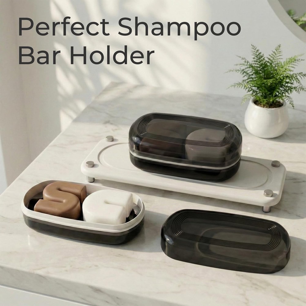 Shampoo Bar Holder Travel Case for Two Bars – Compatible with Kitsch Solid Sha