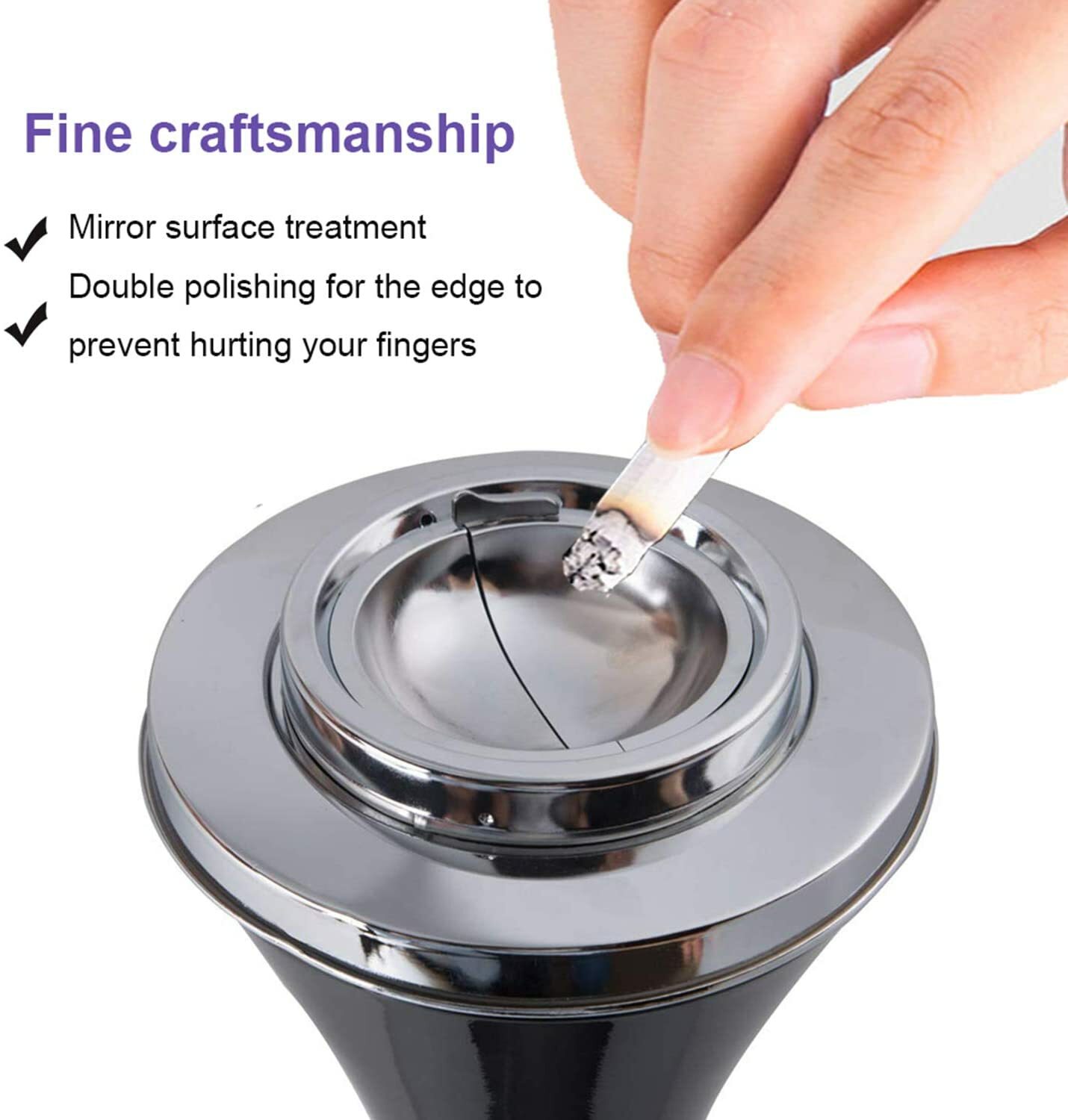 23" High Floor Standing Cigarette Ashtray with Lid Standing Ashtray In/Outdoor