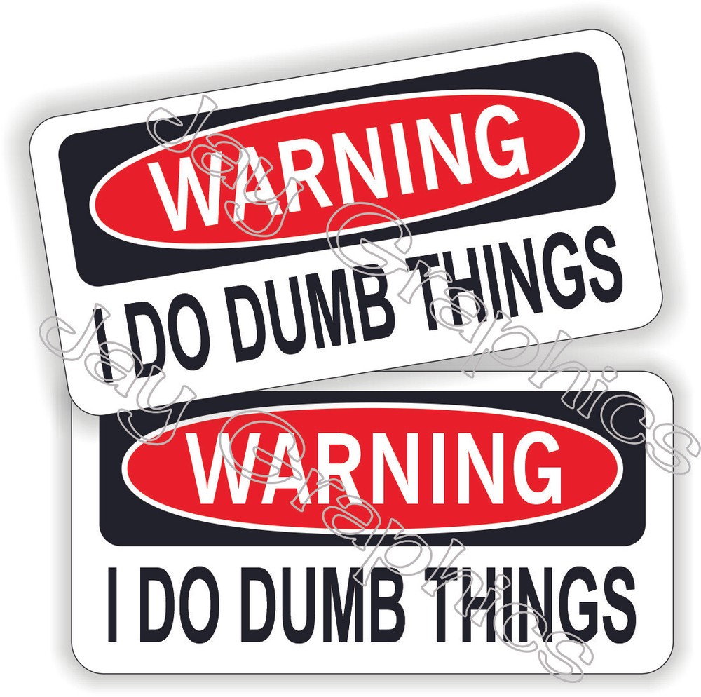 pair - I DO DUMB THINGS Funny Hard Hat Stickers | Toolbox Foreman Laborer Decals