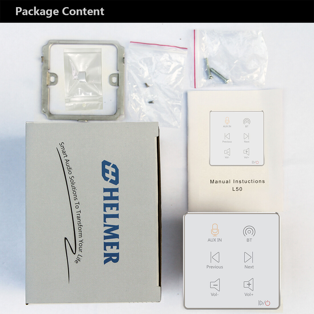 HELMER Integrated In Wall Stereo Audio Amplifier,Wall Mount Audio Receiver L50WT