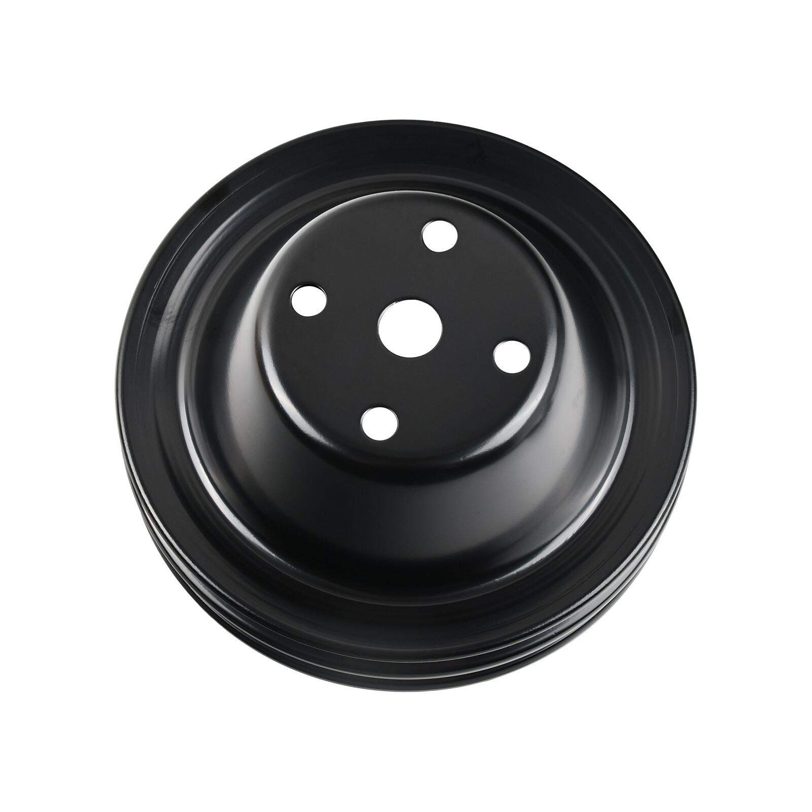 For Small Block Chevy SBC 350 Black Double Groove Steel Long Water Pump Pulley