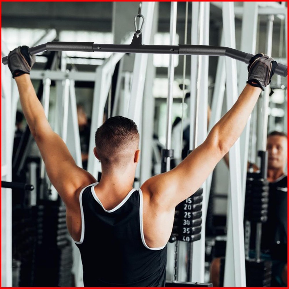 LAT Pull Down Bar Cable Machine Attachment Bar Accessories with Rubber Home Gym