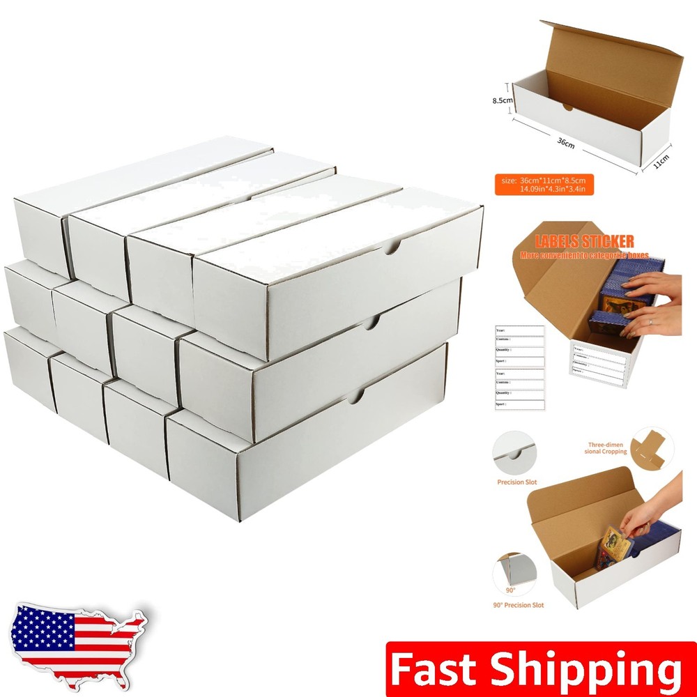 12-Pack White Cardboard Trading Card Storage - Stackable & Protective