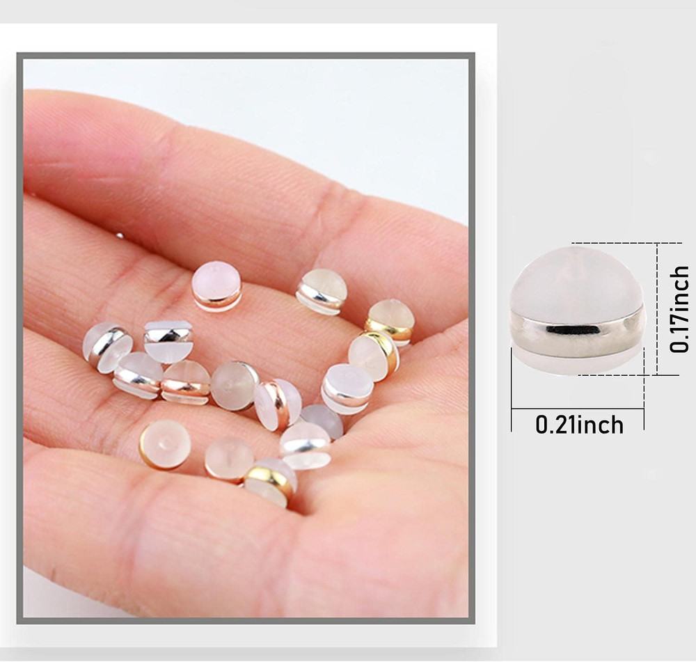 12Pcs Soft Silicone Earring Backs for Studs Silver Belt Rubber Earring Back