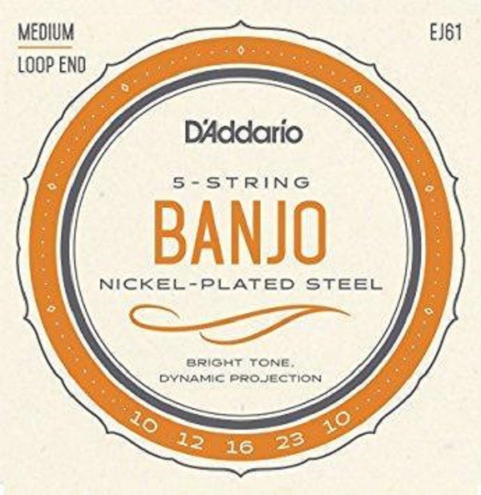 EJ61 5 String Banjo Strings Nickel Medium 10-23 D'Addario