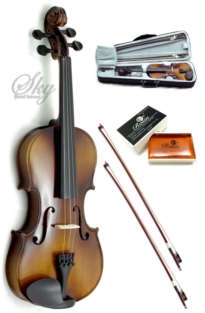 SKY 1/4 Quarter Size Solid Wood Violin w Rosin, Lightweight Case+Extra Bow