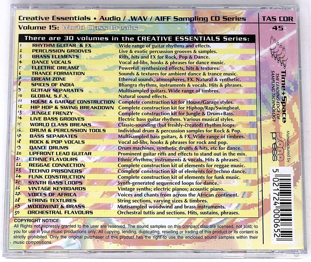 Zero-G Creative Essentials 15 World Class Breaks Sound Library/Sampling CD