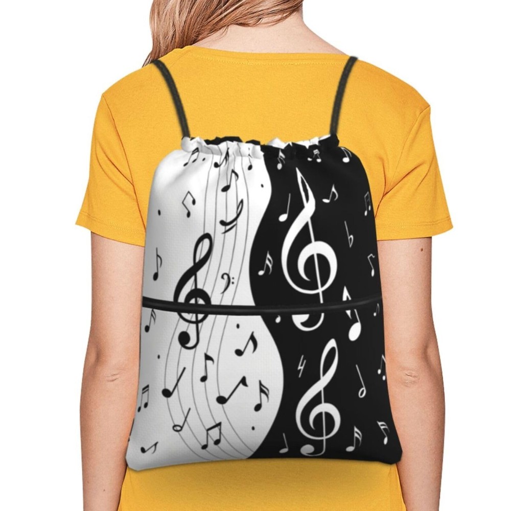 Famame Piano Keys Music Note Drawstring Backpack String Bag Sackpack For Gym ...