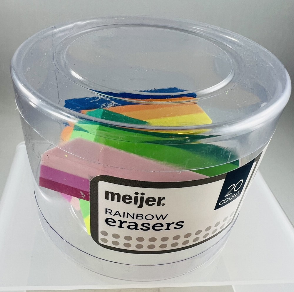 Meijer Brand Rainbow Erasers 8 count Rectangle Shape