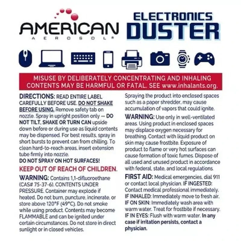 American Aerosol Compressed Gas Electronics Duster 10 oz., 4 Pack