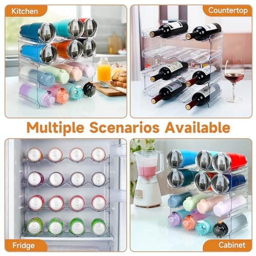 Stackable Water Bottle Organizer, Large Compartment Water Bottle Holder, 4 Pack