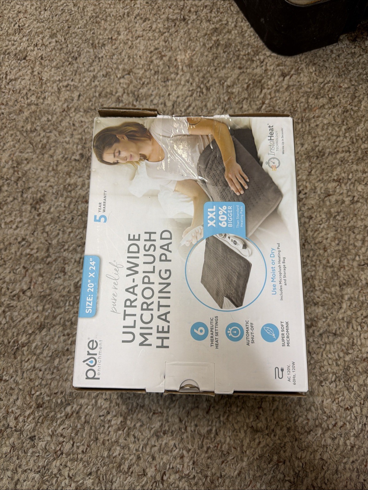 PureRelief XXL Electric Heating Pad by Pure Enrichment - Gray