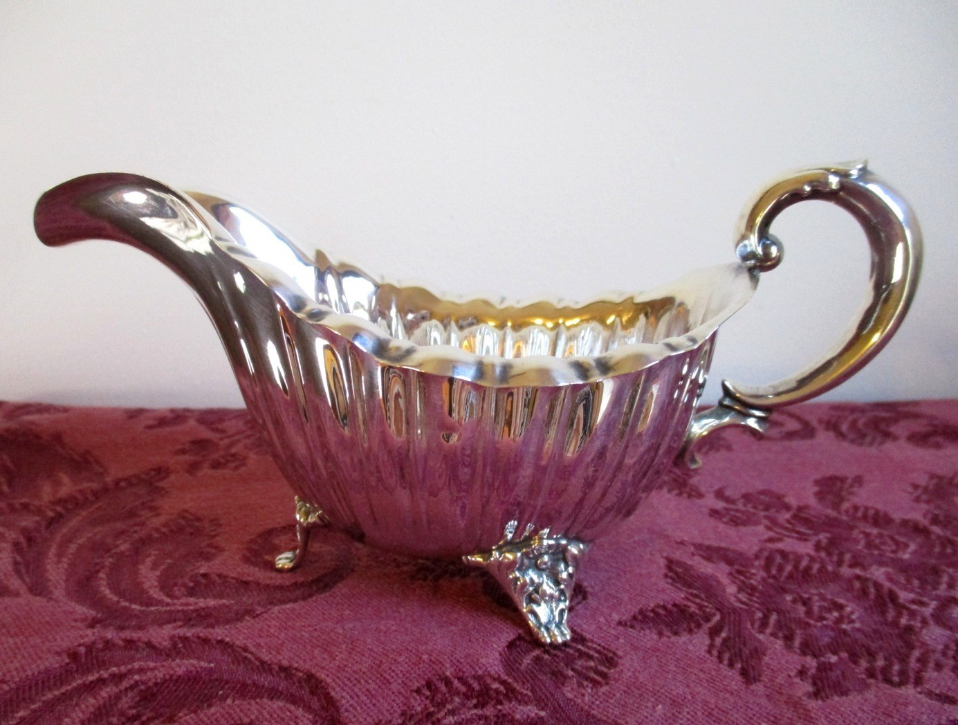 Woodside Sterling silver Sauce Boat ribbed pattern c. 1920 New York