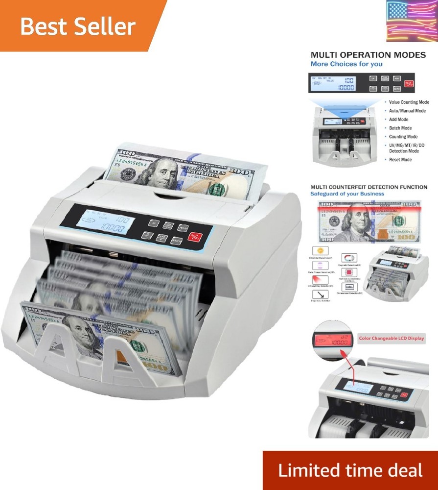 Efficient Money Counter Machine with Multi-Currency Detection & LCD Display