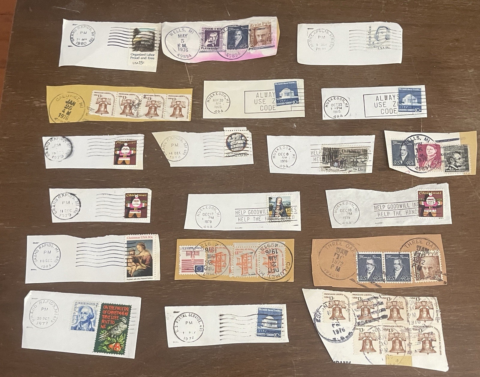 US Stamps Large Lot Postmarks Most On Paper Varying Years