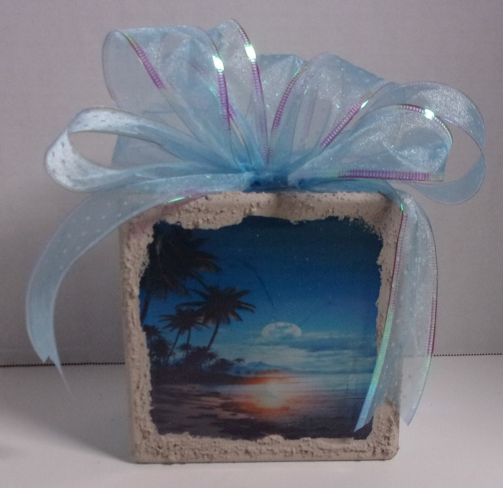 Palm Tree Lighted Glass Block