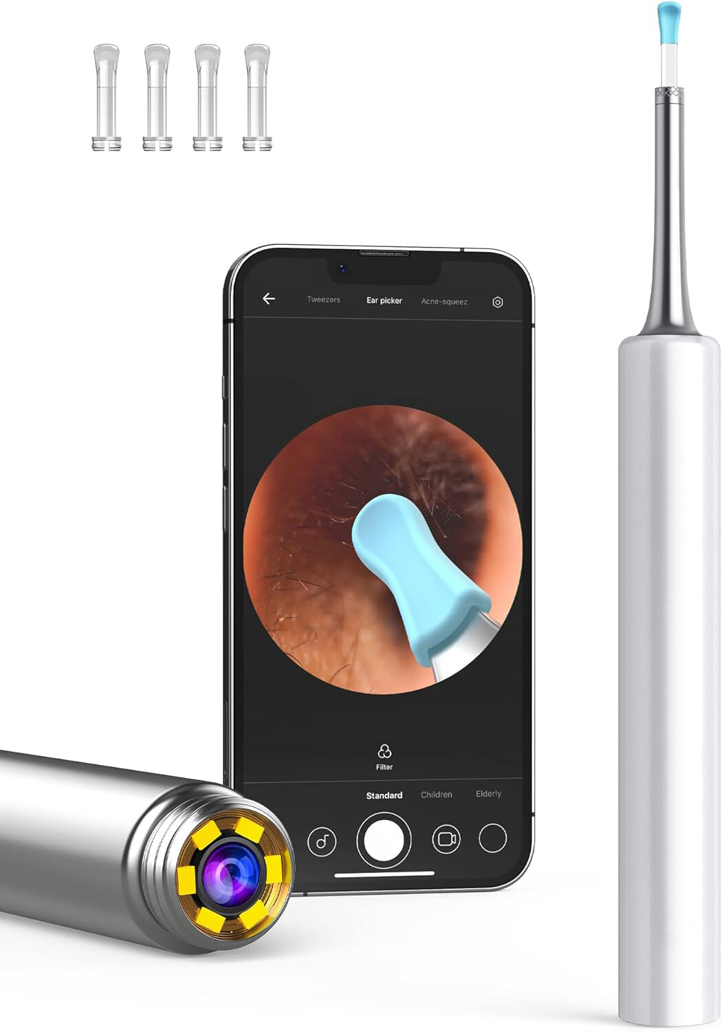 Ear wax remover with HD camera for iOS and Android or iPad and smartphones