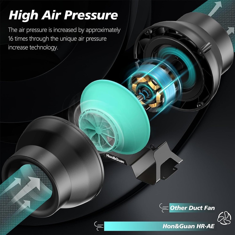 Hon&Guan 4 Inch Inline Duct Fan With Variable Speed Controller, EC Motor