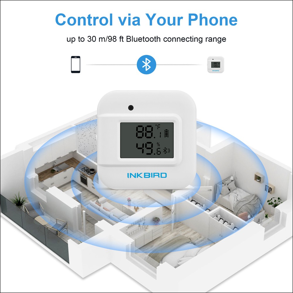 Bluetooth Humidity Temperature Data Logger Record External Humid Sensor Probe CF