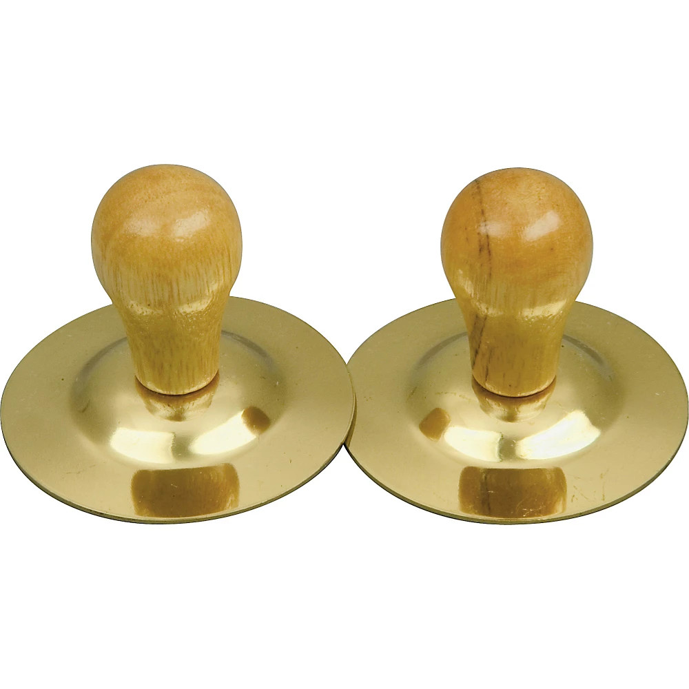 Rhythm Band Brass Cymbals with Knobs Finger Cymbals With Wood Knobs