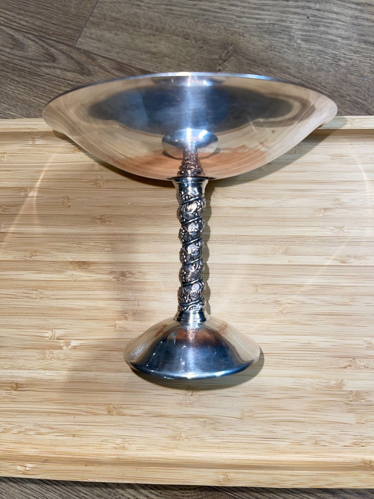 Vintage Plator Hand Wrought Silverplate Pedestal Compote Bowl