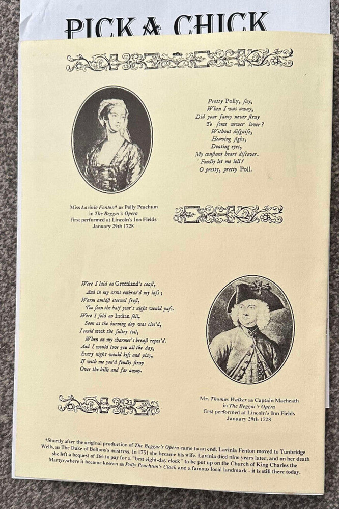 the beggar's opera programme written by Mr. G A Y