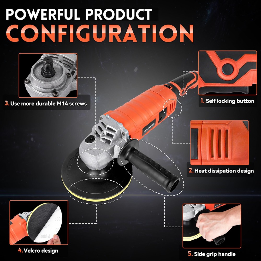 Buffer Polisher, Powerful Buffer Waxer, 7 Variable Speed 1000-3500 RPM,Rotary...