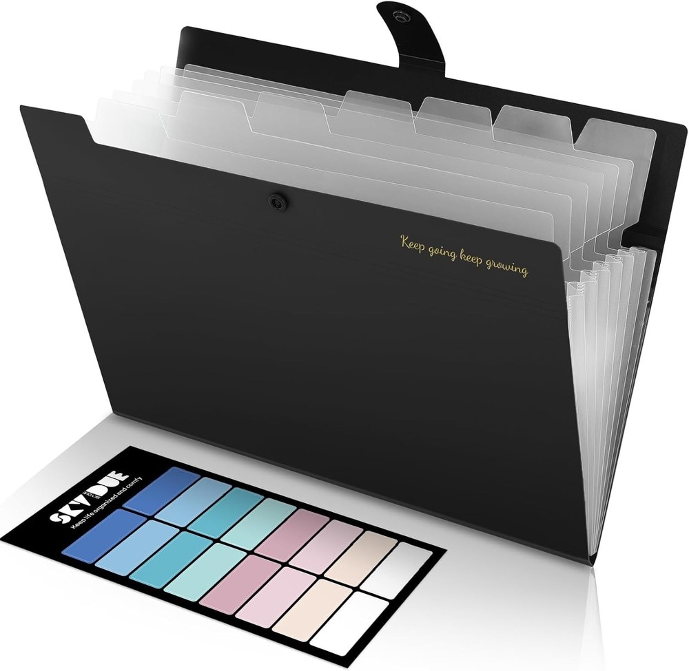Large Expanding File Folder Organizer with 8 Pockets for A4 Letter Documents