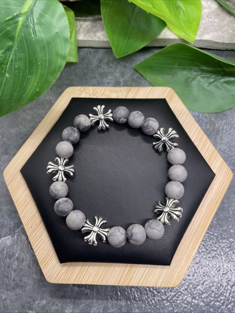 Handmade Stone Bead Beaded Stackable 6.5” Plus Stretch Bracelet New B344