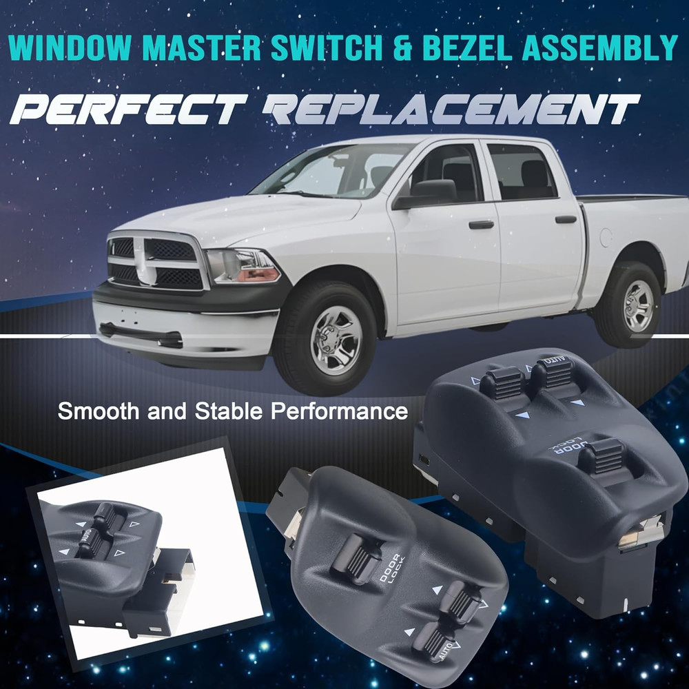 56021912AB Master Power Window Switch & Bezel Assembly Compatible with Dodge Ram
