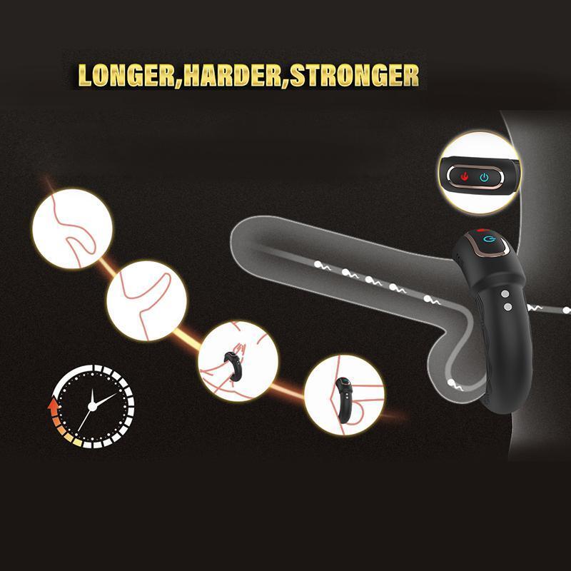 Electric Penis-Stretcher Enhancer-Ball-Scrotum-Ring-Delay-Ejaculation-Men
