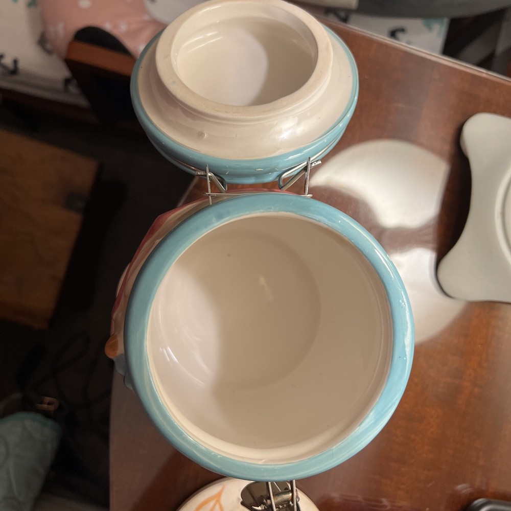 Unicorn:Hinged Earthenware Teal Blue Jar Today will be Magical