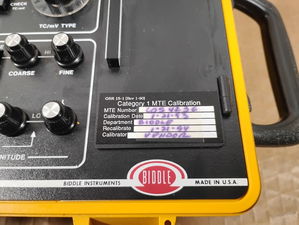 Biddle Versa-Cal Calibrator 720390- UNTESTED SURPLUS / POWERS ON