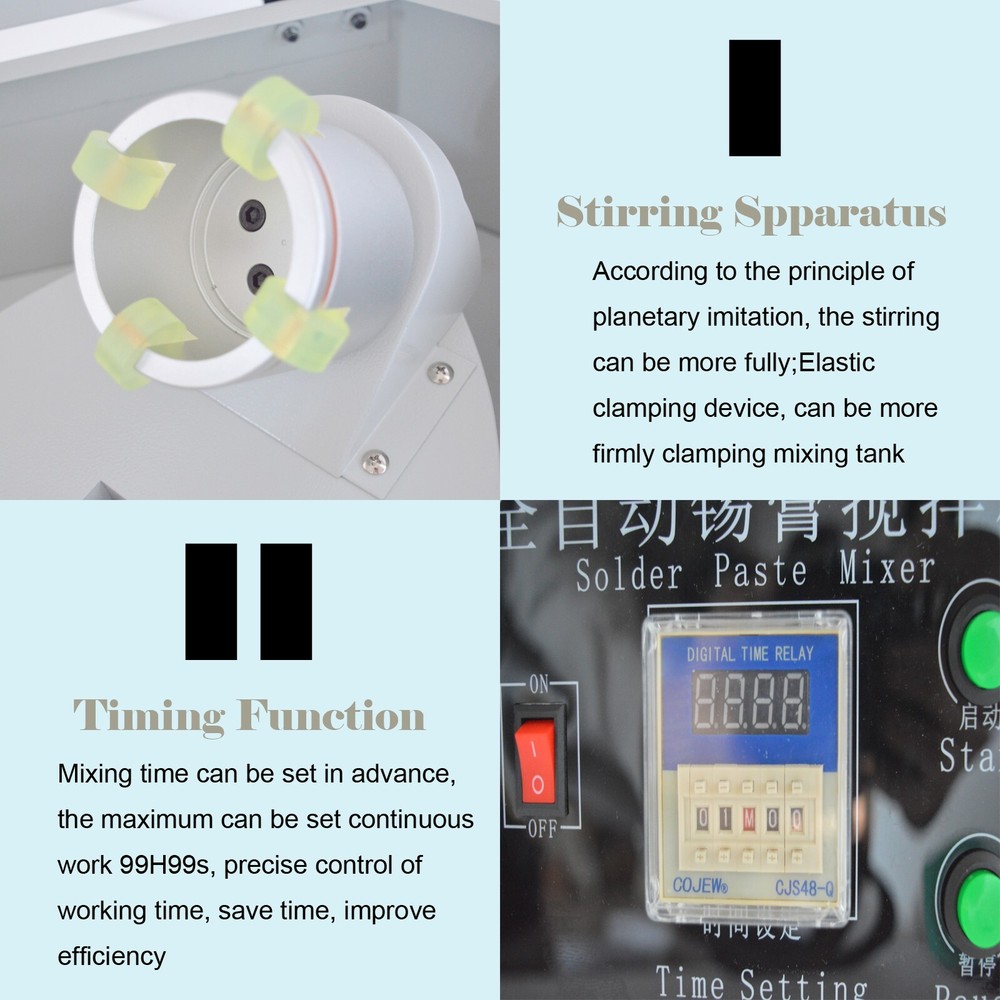 110V LED Digital Display Automatic Solder Paste Mixer 500g Solder Paste Pot*2