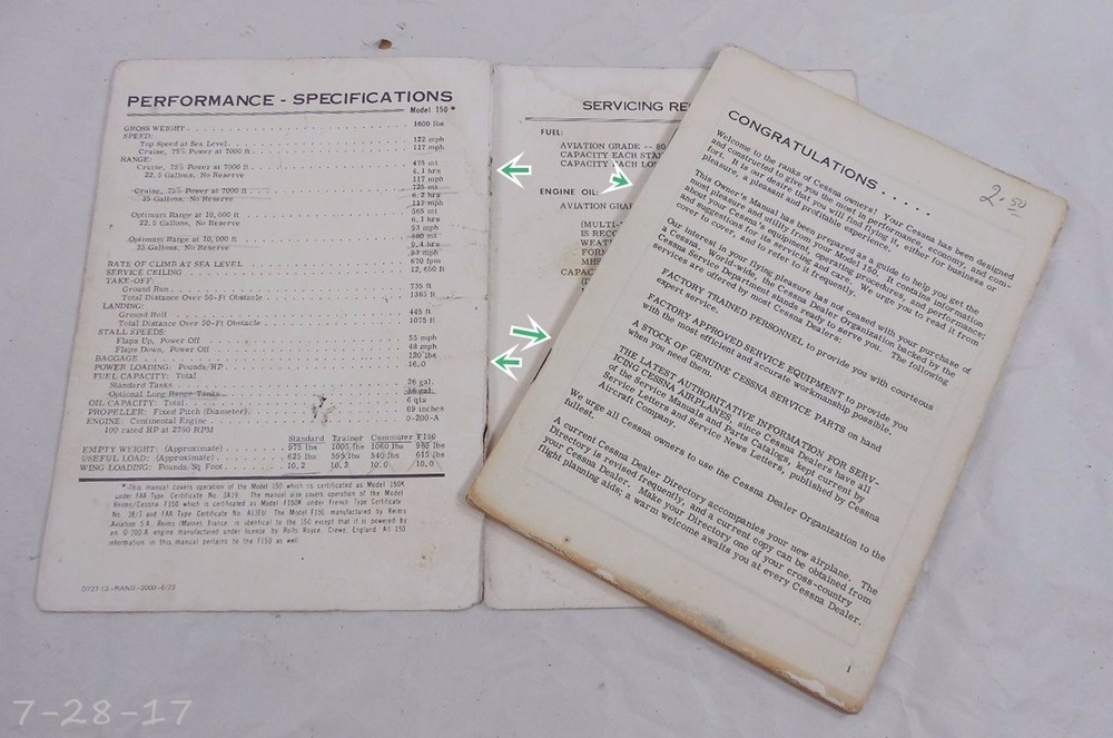 1970 Cessna Model 150 Owner's Manual