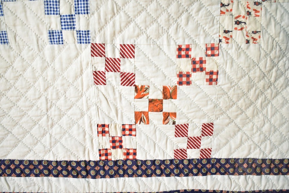 Vintage Double Nine Patch Antique Quilt, Mint Condition ~Signed & Dated "1964"!