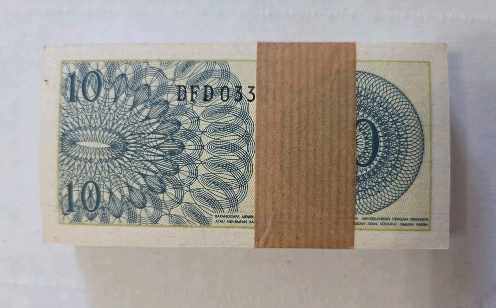 1964 INDONESIA 10 Sen, Bundle UNC Uncirculated