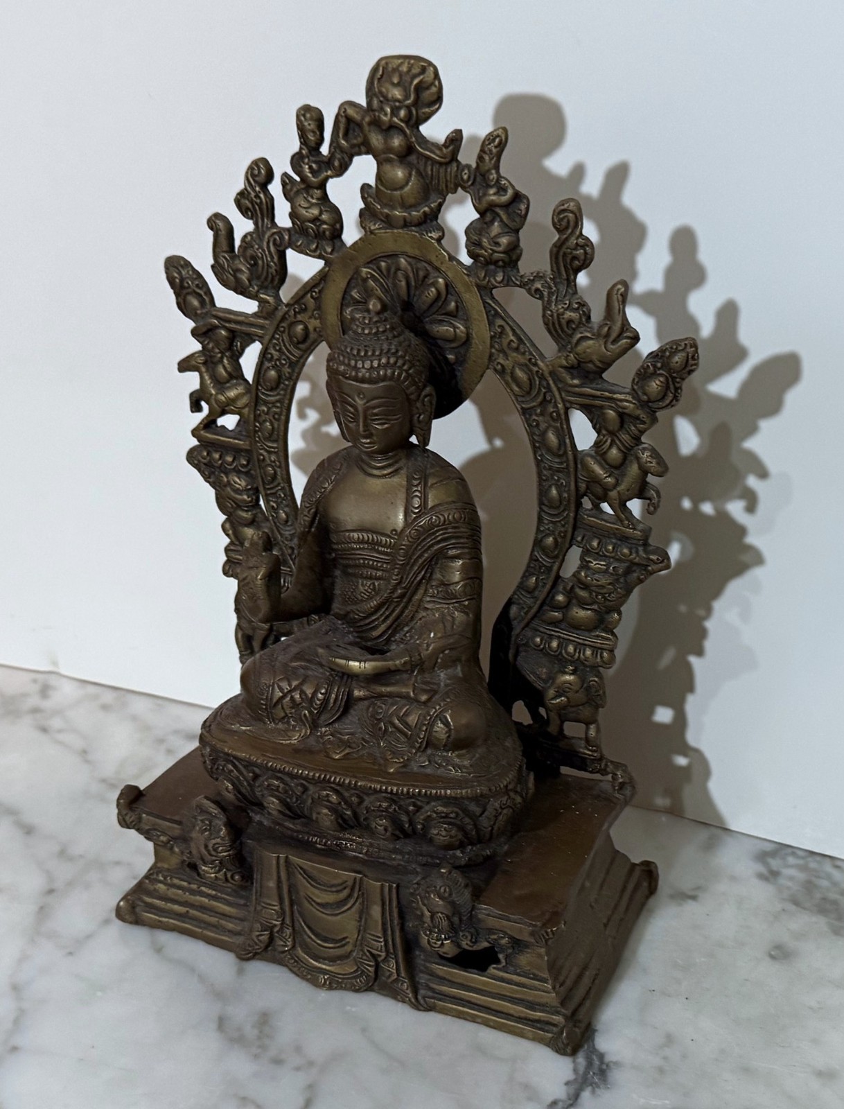 BEAUTIFUL VINTAGE TIBET BRONZE STATUE OF A SEATED SHAKYAMUNI BUDDHA FIGURE