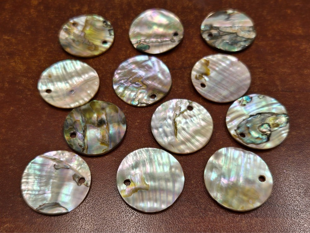 12 PCS ROUND ABALONE SHELL BLANK CHARM PENDANT 25MM