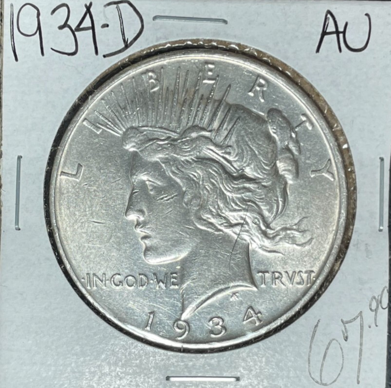 1934-D PEACE SILVER DOLLAR ~AU  ~NICE COIN~