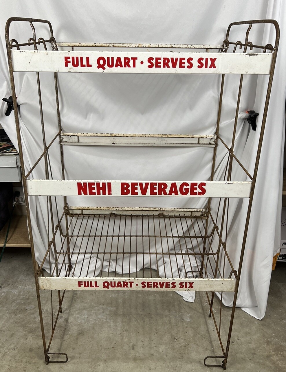 Vintage NEHI Beverages Metal Soda Rack   “FULL QUART-SERVES SIX” 47x27x21