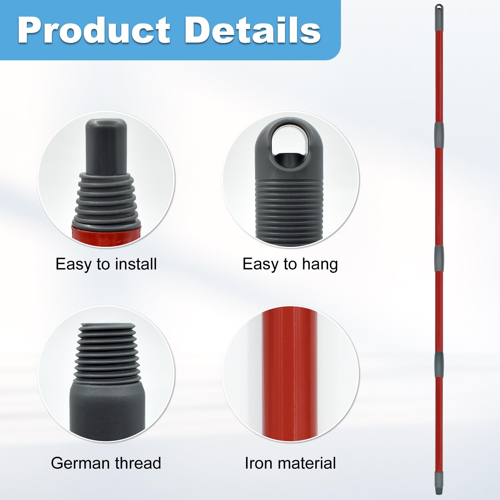 "Mop Handle Replacement for O-Cedar Spin Mop H2Pro Flat Mop 30""-58"""