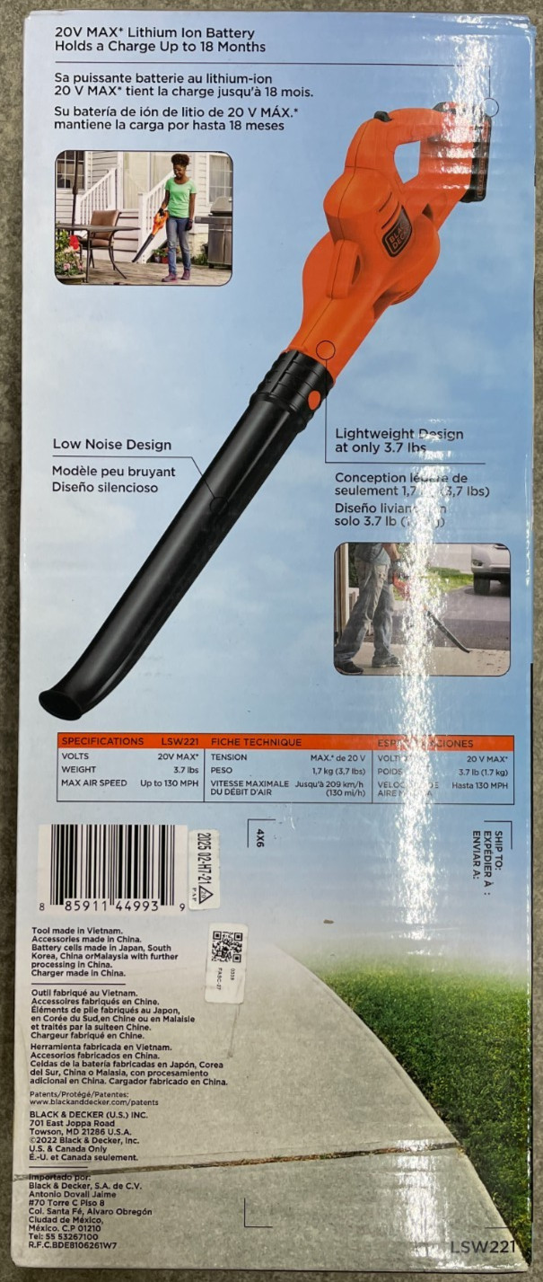 BLACK+DECKER LSW321 20V MAX Cordless Leaf Blower w/ Battery & Charger Brand NEW