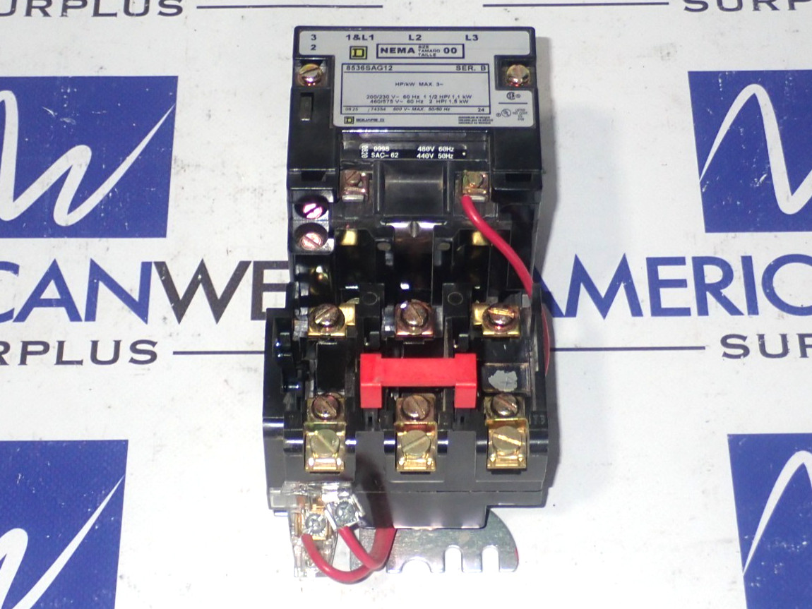 Square D 8536SAG12 Size 00 Starter 3P 11A 600V Contactor 480V Coil -Tested ST418