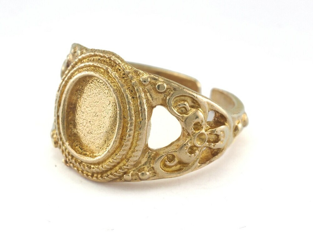 Adjustable Ring Bezel Raw brass (18mm 7.5US inner size - Adjustable ) 4418