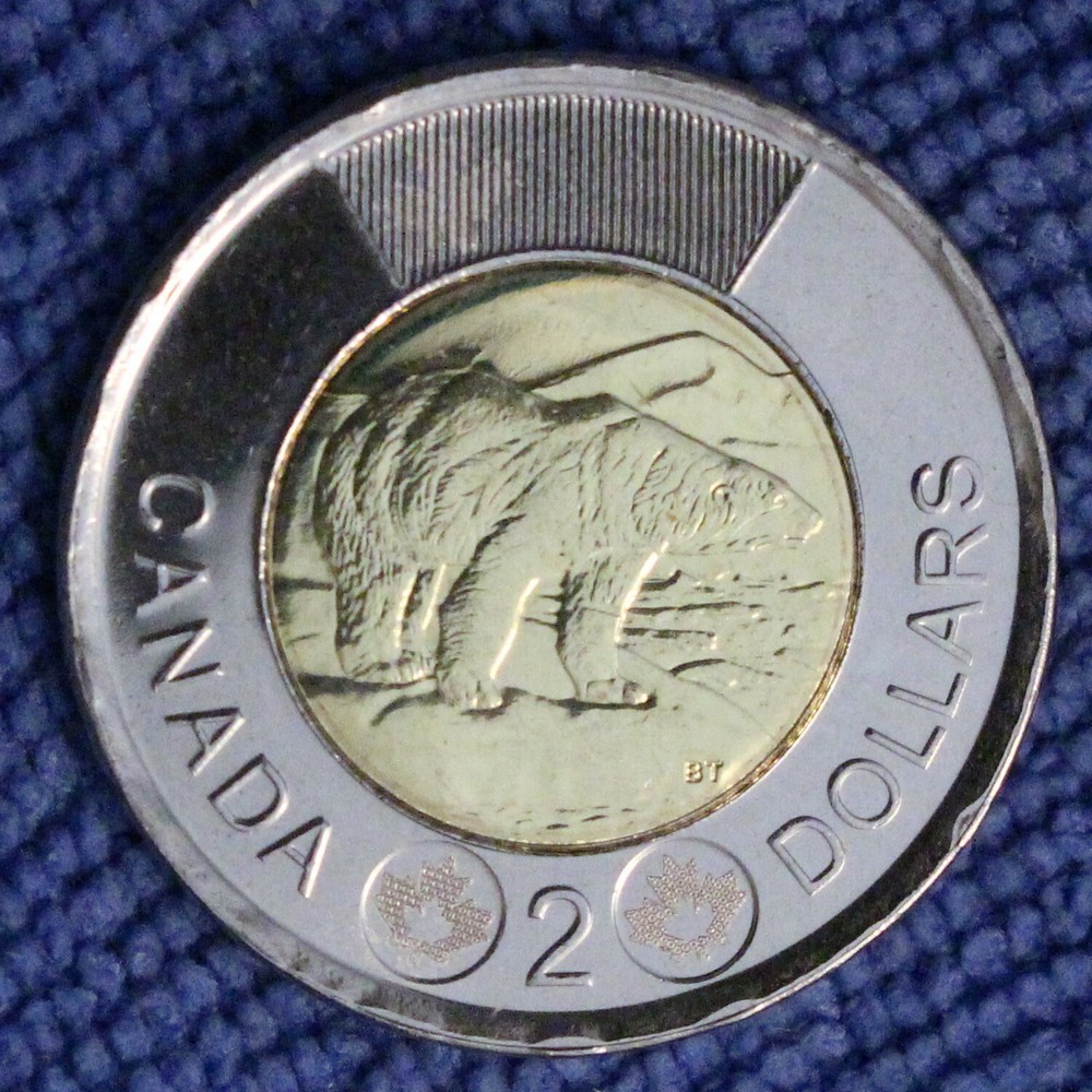 Canada 2014 Mint Roll - Toonies ($ 2.00) - Normal Polar Bear Reverse
