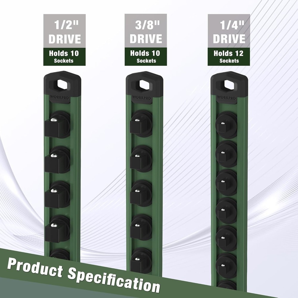 Magnetic Socket Storage Solution - 1/4-Inch Drive Organizer with Rotatable Clips