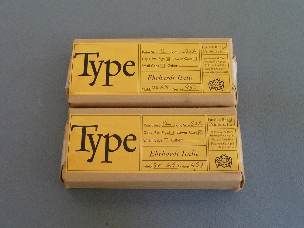 New Letterpress type - 12 point Ehrhardt Italic