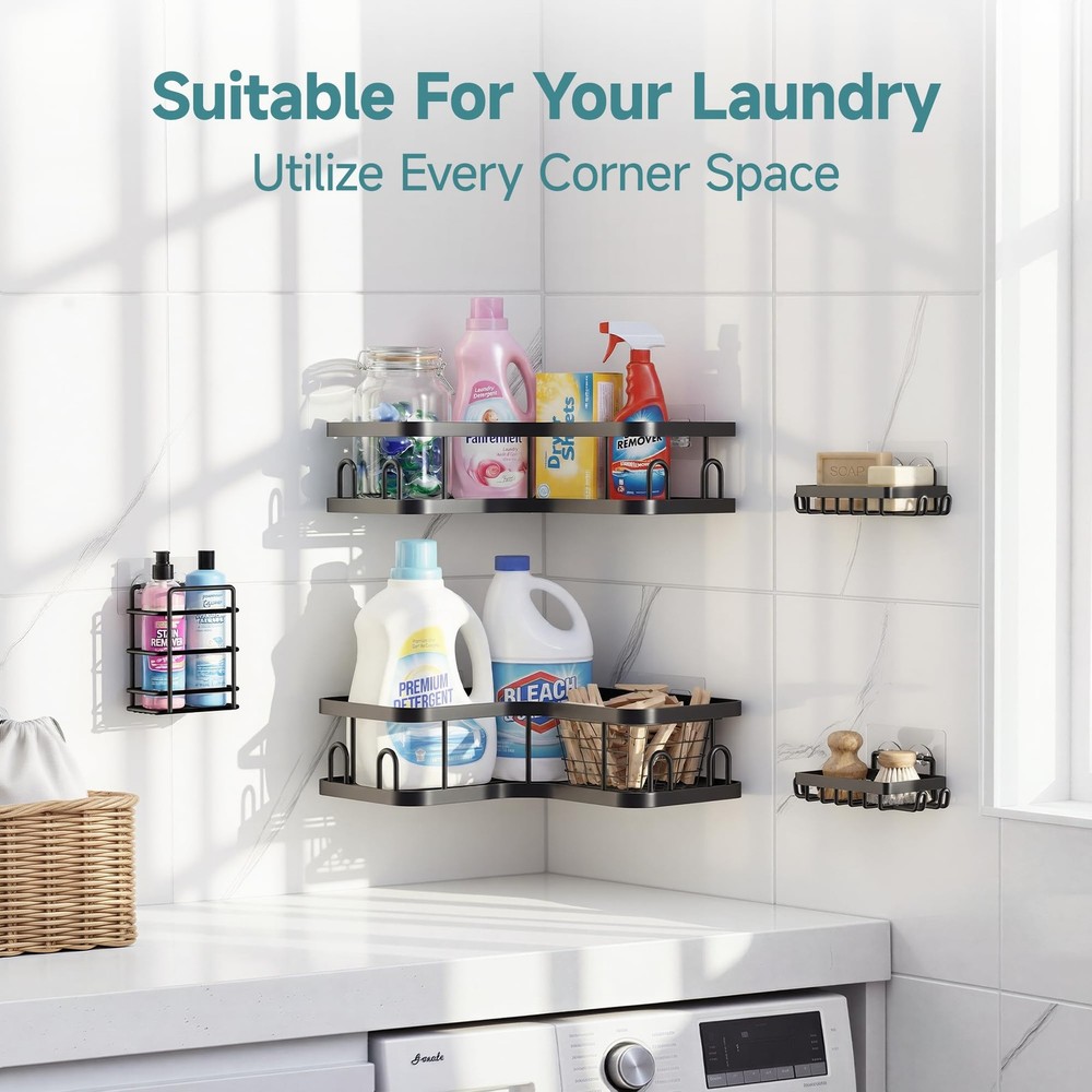Corner Shower Caddy 5-Pack, Advanced Rustproof Design, No Drilling Adhesive S...